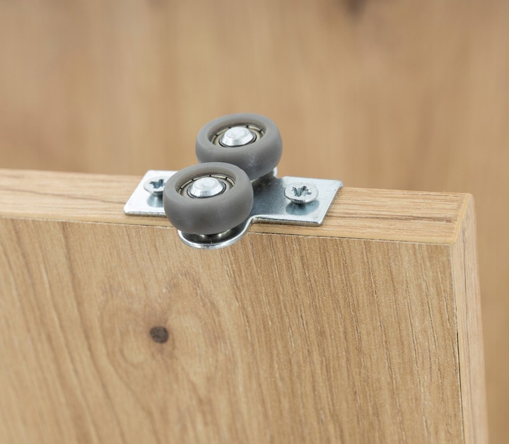 system szaf przesuwnych RAM V 120cm 2 drzwi SREBRNY kółka wózki