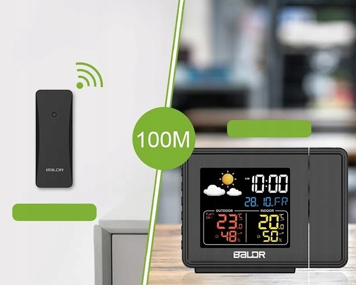 Stacja Pogody Pogodowa Zegar Czujnik Zewnętrzny Higrometr Budzik