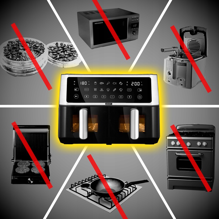 Frytkownica beztłuszczowa Dwukomorowa 10L Air Fryer Yoer 2850W 10