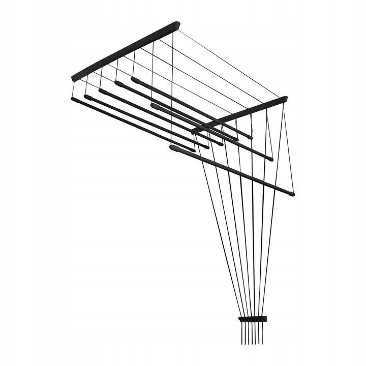 Suszarka Sufitowa na pranie CZARNA 7 prętów 180 cm modna ciekawa loftowa