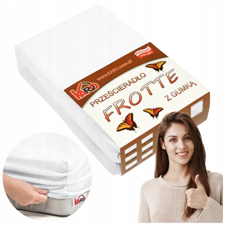 Prześcieradło frotte z gumką 160x200 białe KARO