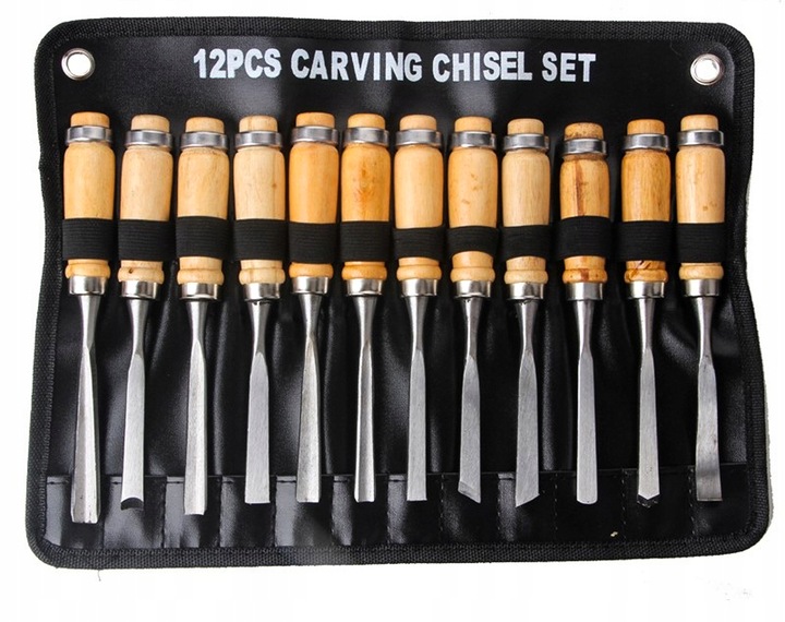 ZESTAW DŁUT RZEŹBIARSKICH DO DREWNA SNYCERSKIE STOLARSKIE ETUI ZESTAW