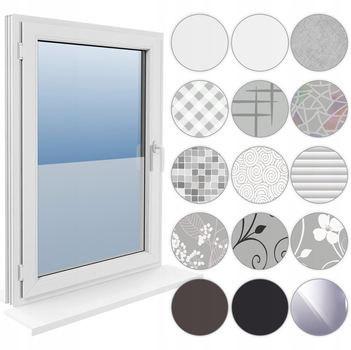 FOLIA OKIENNA STATYCZNA 45x150 MLECZNA KWIATY PASY WZORY OKLEINA