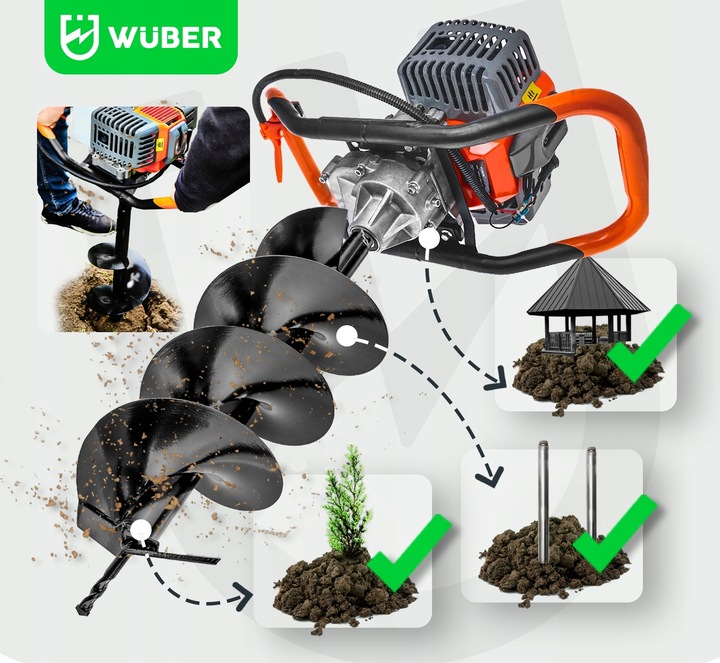 ŚWIDER DO ZIEMI WIERTNICA SPALINOWA GLEBY ZESTAW WIERTŁA 10/20/30 CM + OLEJ