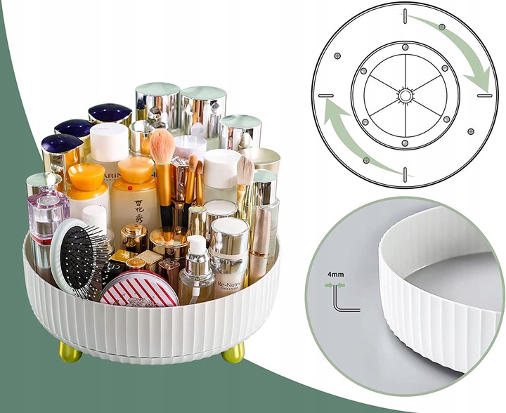 ORGANIZER OBROTOWY na Kosmetyki POJEMNIK na PERFUMY PĘDZLE Make-up 360