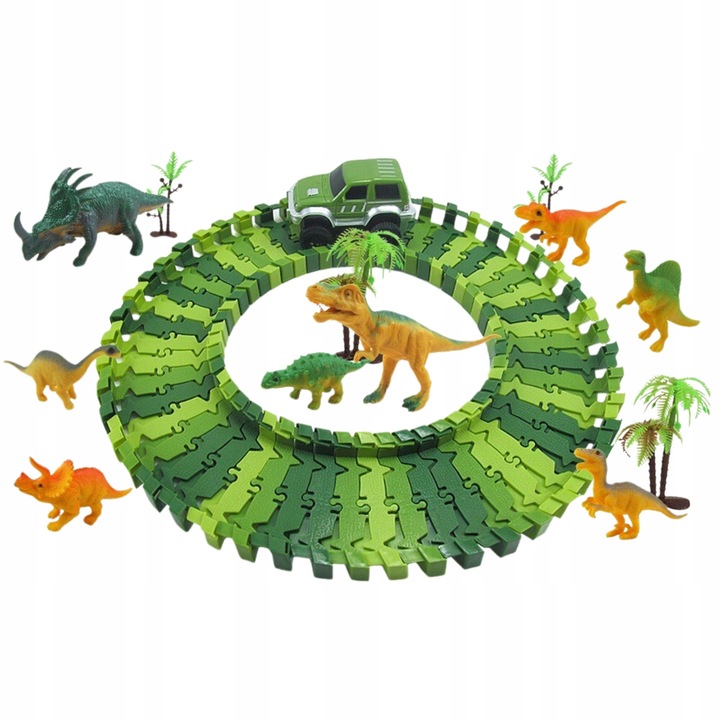 MEGA TOR WYŚCIGOWY PARK DINOZAURÓW SAMOCHODOWY MAGIC TRACK 324 elementów