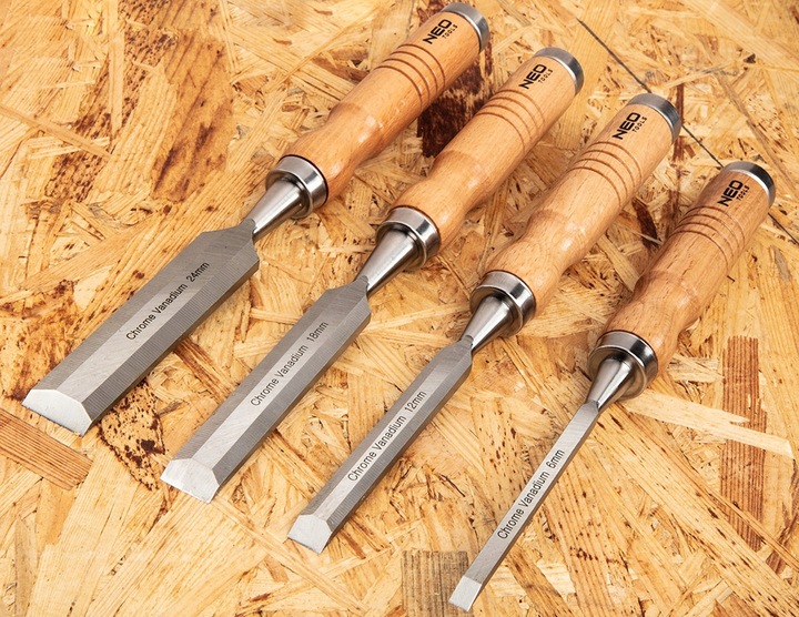 Zestaw Dłut Stolarskich do Drewna 4 szt. 6 12 18 24 mm NEO TOOLS