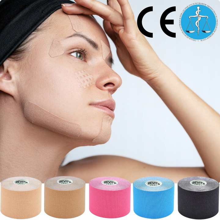 TAŚMA DO BIUSTU TAPINGU TWARZY 5m KINEZJOLOGICZNA KINESIO LIFT TAPE TEJPY