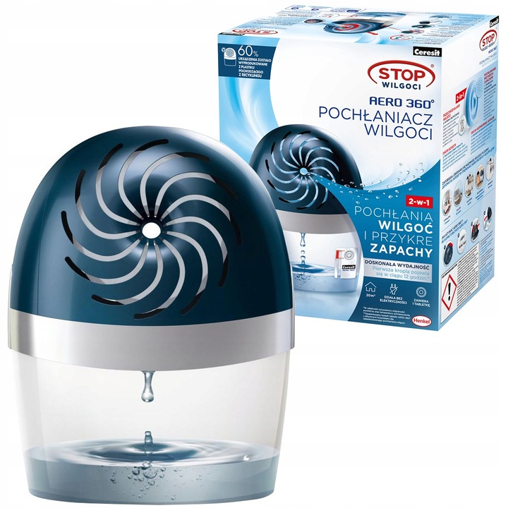 CERESIT POCHŁANIACZ WILGOCI URZĄDZENIE NIEBIESKIE + 5 WKŁADÓW PŁYN GRATIS