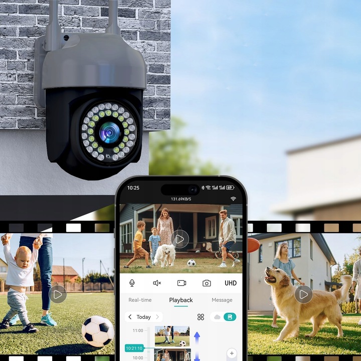 Zewnętrzna Kamera WiFi Obrotowa 4MPx Tuya SMART Bezprzewodowa SZARA CZARNA