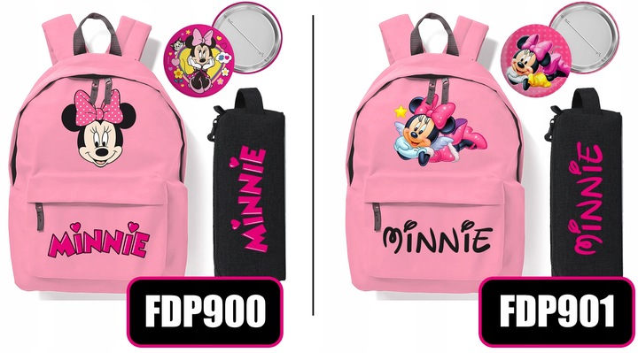 Zestaw Do Szkoły Czerwony Plecak + Piórnik + Pin MINNIE MOUSE Bajka Wzory