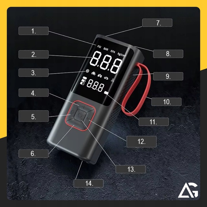 KOMPRESOR ROWEROWY SAMOCHODOWY AKUMULATOROWY POMPKA SPRĘŻARKA