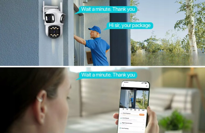 POTRÓJNA KAMERA WIFI IP SMART ZEWNĘTRZNA OBROTOWA UHD 8MP ZOOM ICSEE 3w1