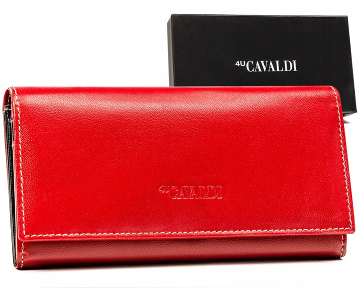 Damski portfel skórzany portmonetka RFID STOP duży pojemny Cavaldi