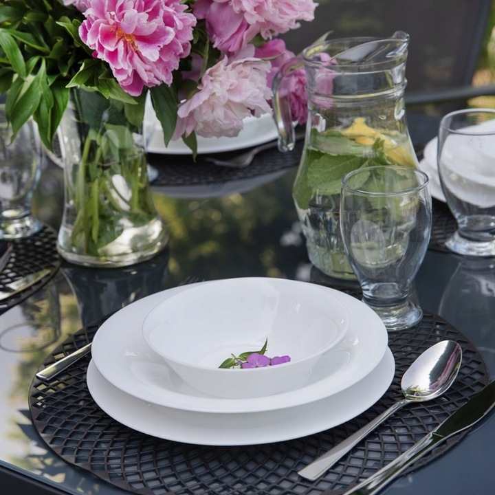 KOMPLET Talerz głęboki 6 sztuk CLASSIC 24,1cm białe szkło opal