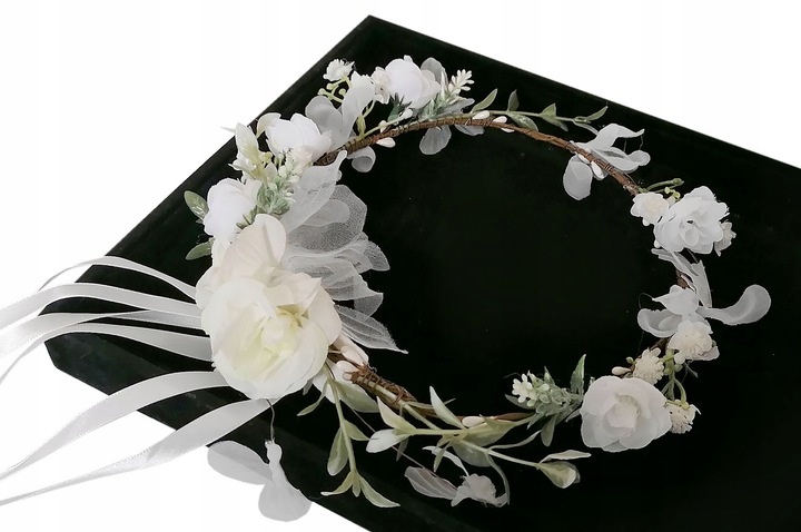 WIANEK NA KOMUNIĘ DEC54 komunijny dekoracja opaska biały głowę komunia