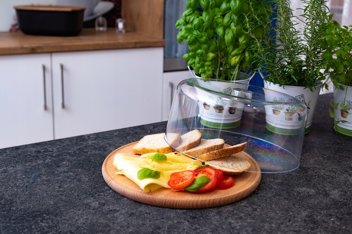 Patera Pojemnik Na Ciasto Owoce Przekąski z Pokrywką Kloszem Taca