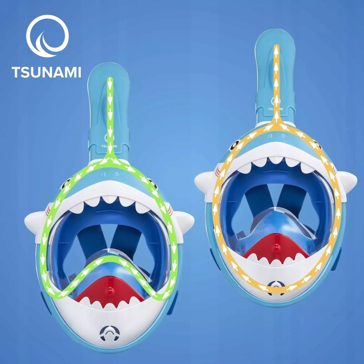 MASKA DO NURKOWANIA Z RURKĄ PEŁNOTWARZOWA PANORAMICZNA DRY TOP SHARK DZIECI