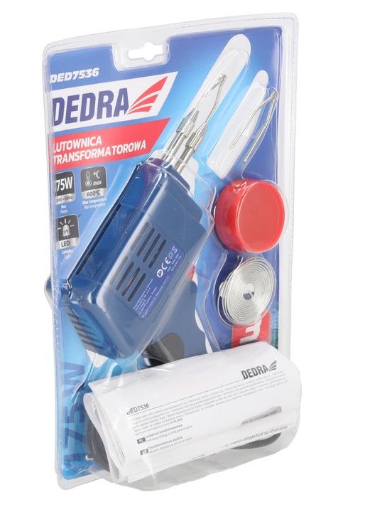 LUTOWNICA TRANSFORMATOROWA DEDRA 600°C Zestaw Cyna Pasta lutownicza