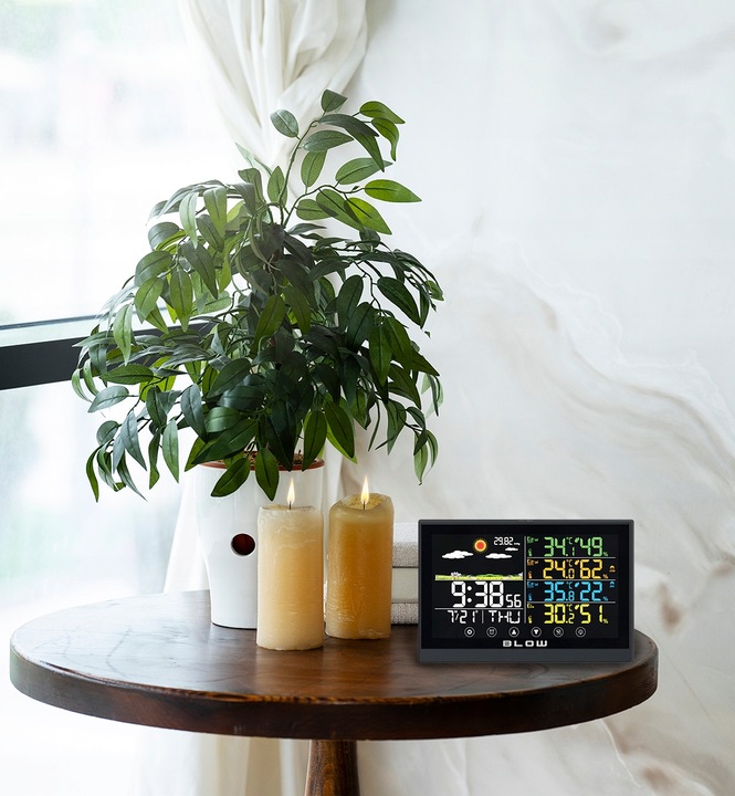 STACJA POGODY BEZPRZEWODOWA POGODOWA METEO TERMOMETR ZEGAR BUDZIK