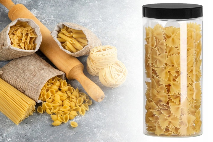 12x Słoik Plastikowy PET Pojemniki 1,5l Makaron Żywność Pojemnik 1500ml