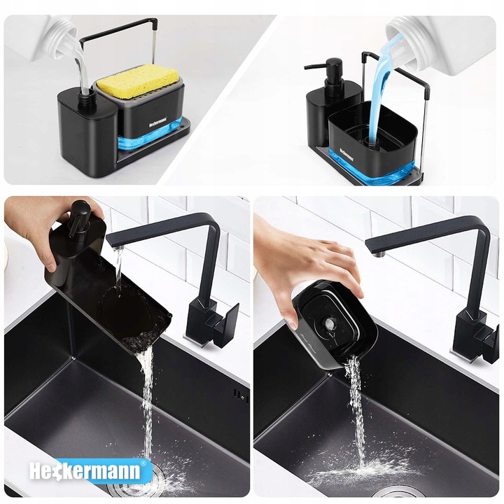 DOZOWNIK NA PŁYN DO MYCIA NACZYŃ MYDŁA POJEMNIK + GĄBKA ORGANIZER DO KUCHNI