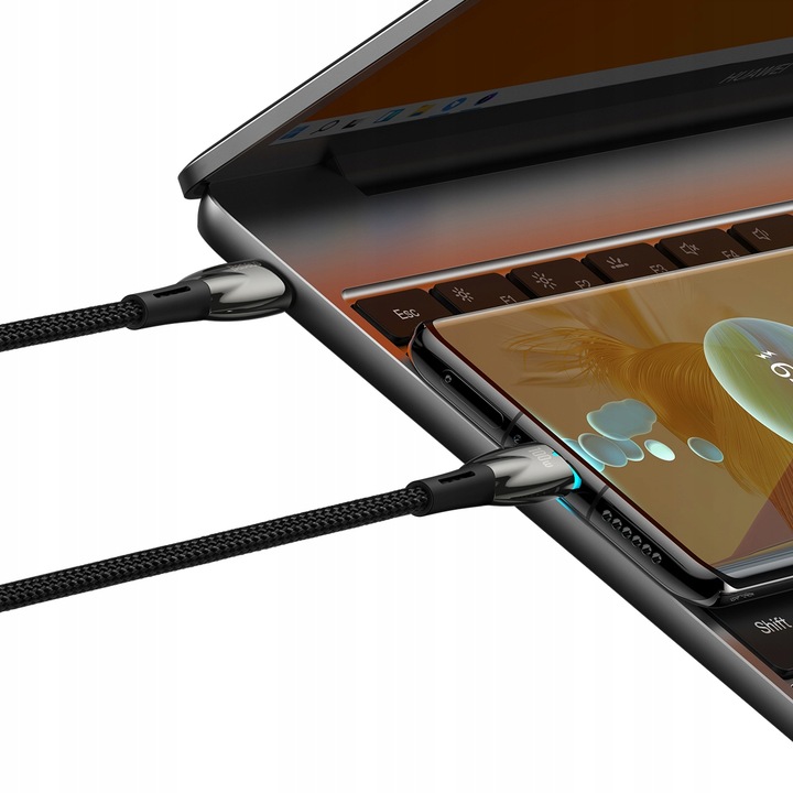 BASEUS kabel Typ C do Typ C PD 100W Glimmer 2m 200cm black wytrzymały oplot