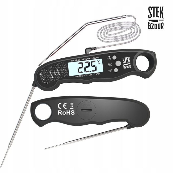 Termometr Kuchenny Cyfrowy do Mięsa Steków Żywności STEK BZDUR LCD Sonda
