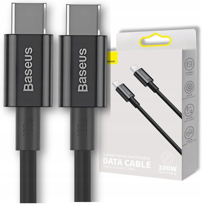 BASEUS SZYBKI KABEL USB C/USB C QC MOCNY 100W 1m