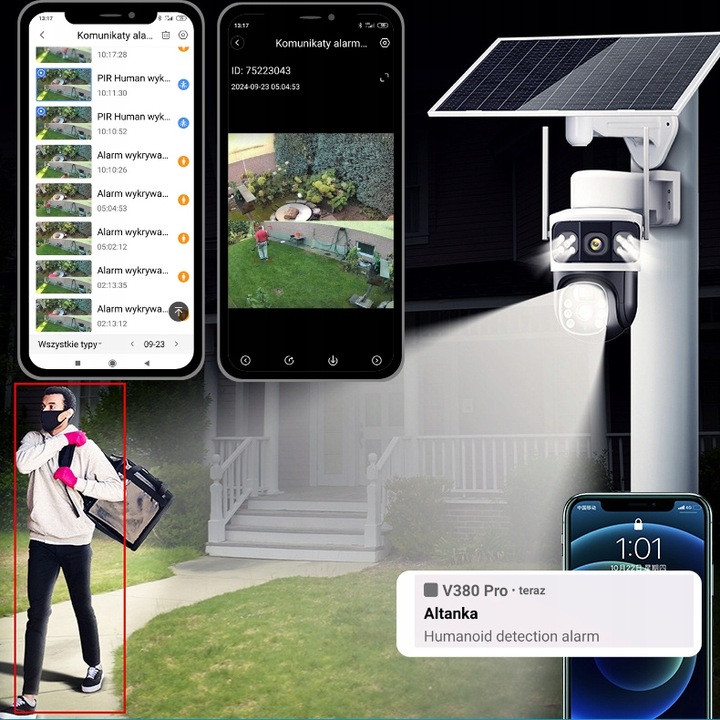 PODWÓJNA KAMERA SOLARNA 2W1 NA KARTE SIM 4G LTE ZEWNĘTRZNA OBROTOWA GSM