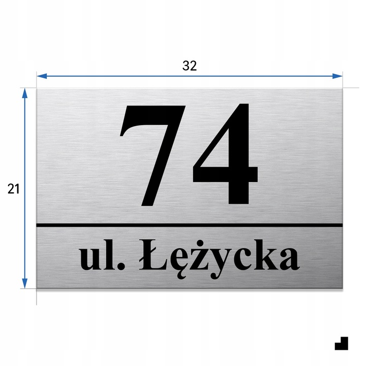 NUMER DOMU 32x21cm TABLICZKA ADRESOWA Z NUMEREM DOMU NUMER NA DOM SREBRNA