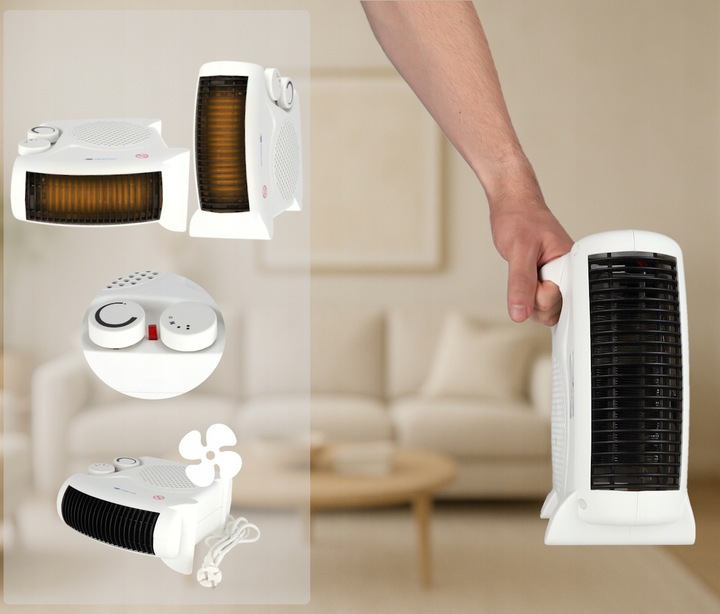 Termowentylator Grzejnik Farelka 2000W Termostat pionowy poziomy