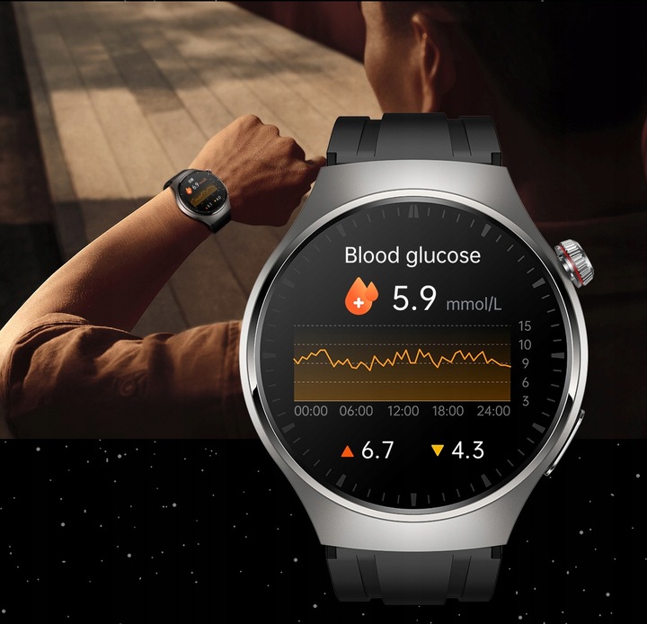 SMARTWATCH ZEGAREK CIŚNIENIOMIERZ EKG GLUKOZA GLIKEMIA HRV ROZMOWY MENU PL