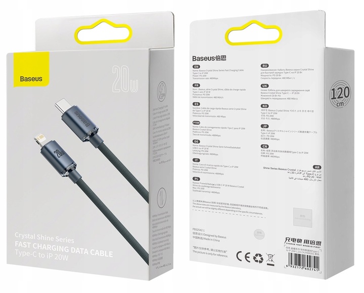 BASEUS KABEL PRZEWÓD USB-C - LIGHTNING DO IPHONE SZYBKIE ŁADOWANIE PD 20W