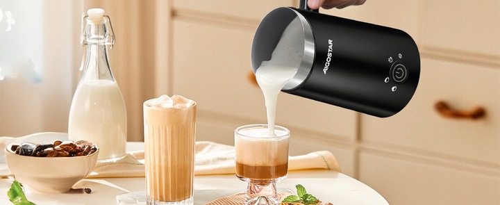 Spieniacz do mleka Podgrzewacz 4 tryby 500w czarny Aigostar