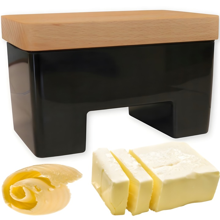 PRACTIC INTELIGENTNA MASELNICZKA WODNA Z POKRYWA POJEMNIK NA MASŁO CZARNA