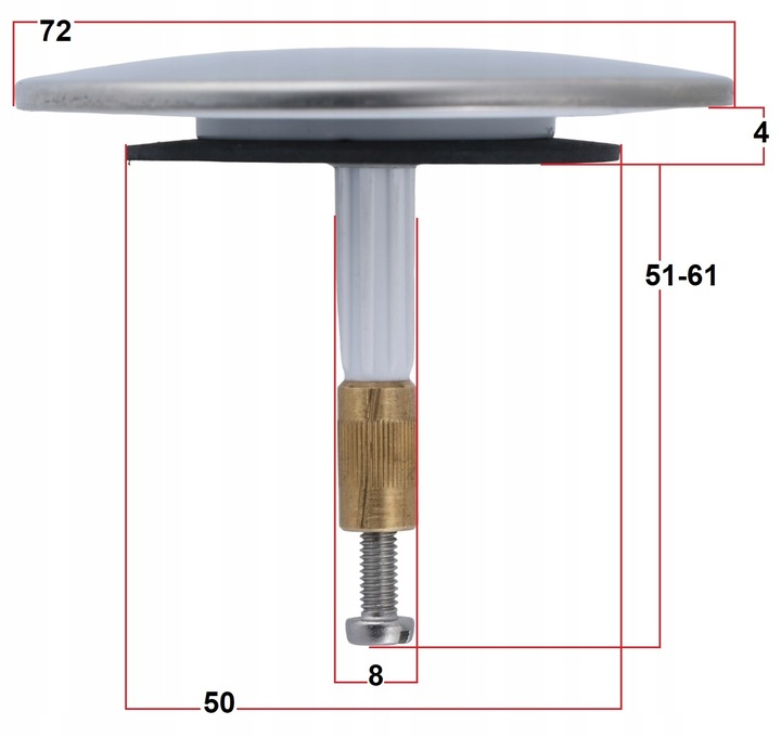 Korek zatyczka syfonu wannowego automatycznego TUL