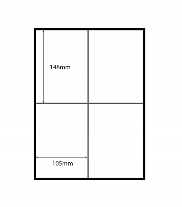 Etykiety samoprzylepne A4 100 arkuszy 105x148mm do DRUKARKI Matowy Papier
