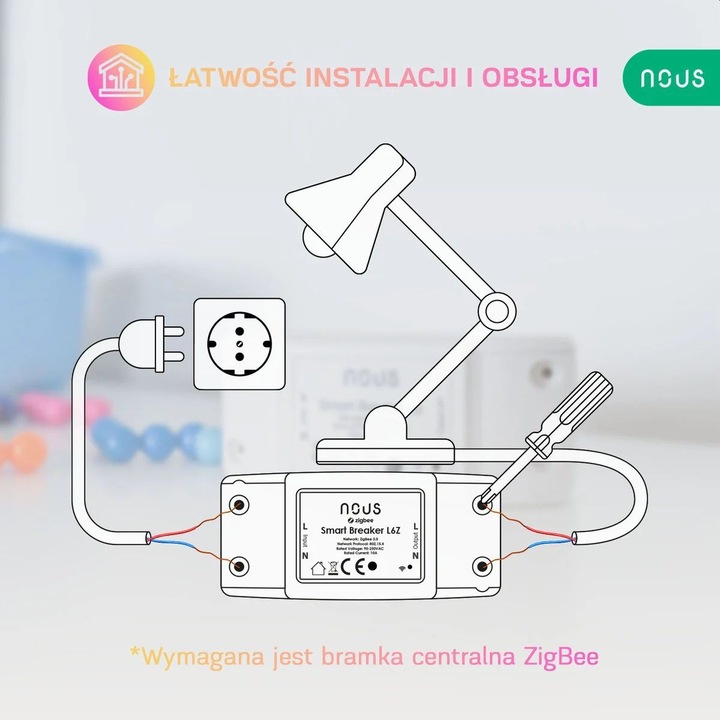 Inteligentny Włącznik Przekaźnik TUYA ZigBee2MQTT NOUS L6Z