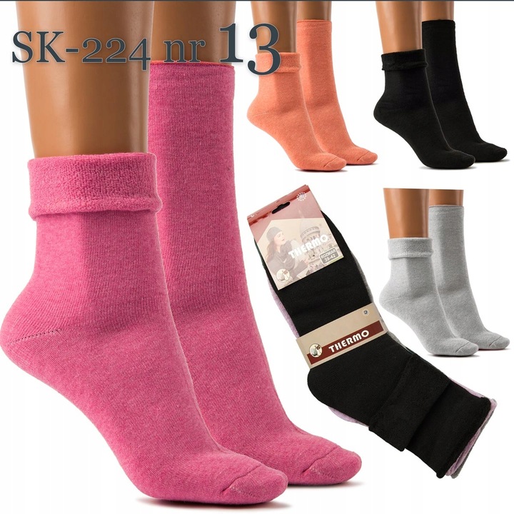 Skarpety damskie BAWEŁNIANE BEZUCISKOWE TERMICZNE CIEPŁE 39-42