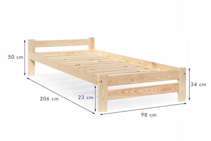 ŁÓŻKO SOSNOWE ADAL 90x200 z mocnym stelażem