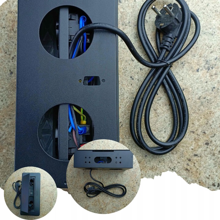 GNIAZDO CHOWANE W BLAT NABLATOWE + 2 USB CZARNE