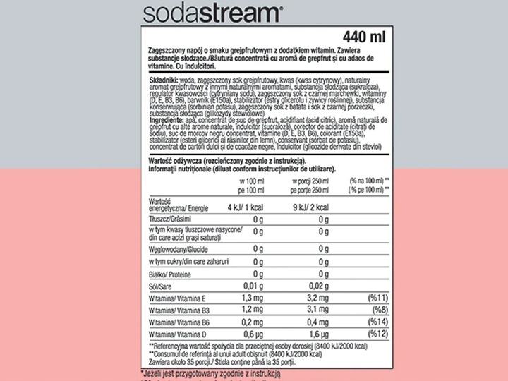 6x SYROP KONCENTRAT SODASTREAM 6 SMAKÓW DO SATURATORA 9l NAPOJU z 440ml