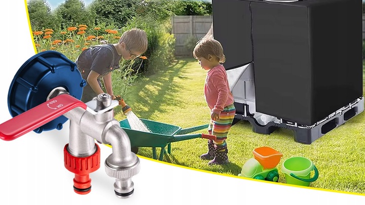 PODWÓJNY ZAWÓR KRAN S60 IBC DO ZBIORNIKA MAUZER KOREK ZŁĄCZE NA WĄŻ 2x