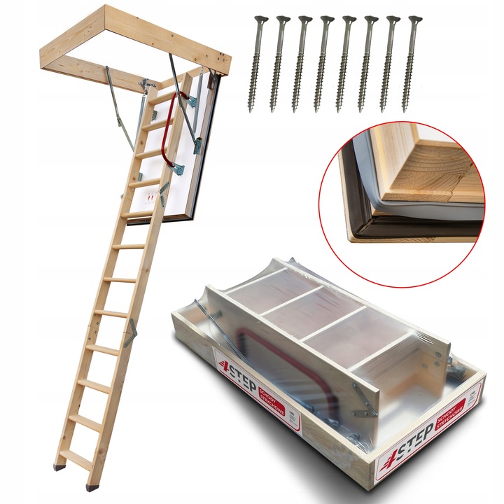 Schody Strychowe NORDIC 0,44W/m2K 86mm 120x70 Druga Uszczelka Wkręty