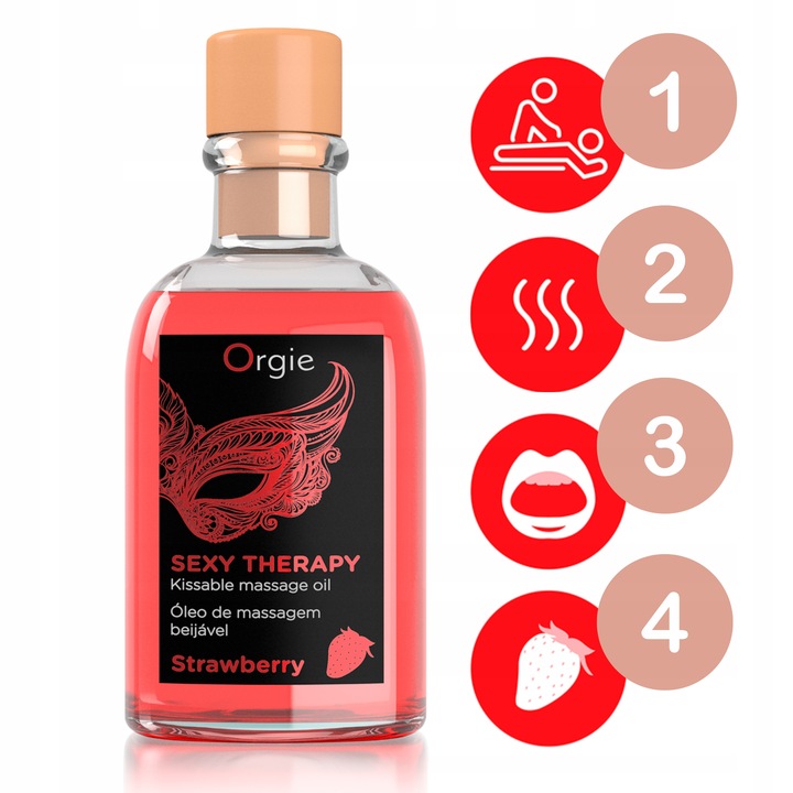 Olejek do masażu erotycznego ciała JADALNY truskawkowy ROZGRZEWAJĄCY 100 ml