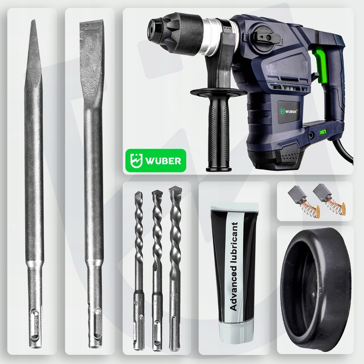 MŁOTOWIERTARKA UDAROWA SDS+ WIERTARKA MŁOT UDAROWY MOCNY ZESTAW WUBER