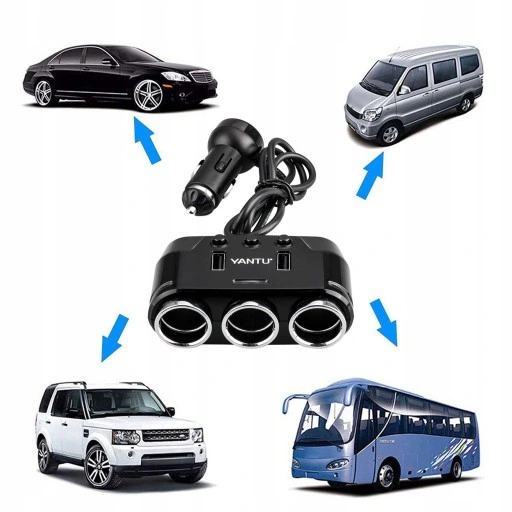 ROZDZIELACZ GNIAZDA ZAPALNICZKI 12V/24V ŁADOWARKA 3.1A + WOLTOMIERZ