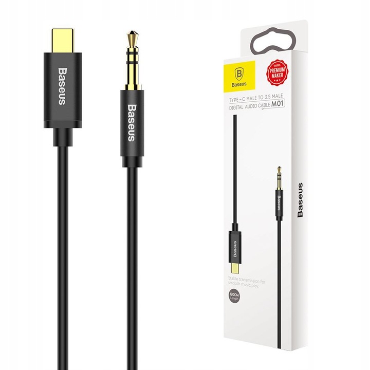 Kabel Baseus Yiven Type-C minijack (3,5 mm) - USB typ C 1,2 m