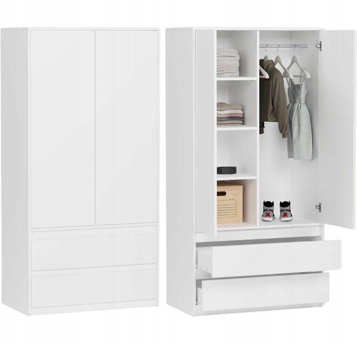 Szafa garderoba 90cm 2szuflady biała B-9